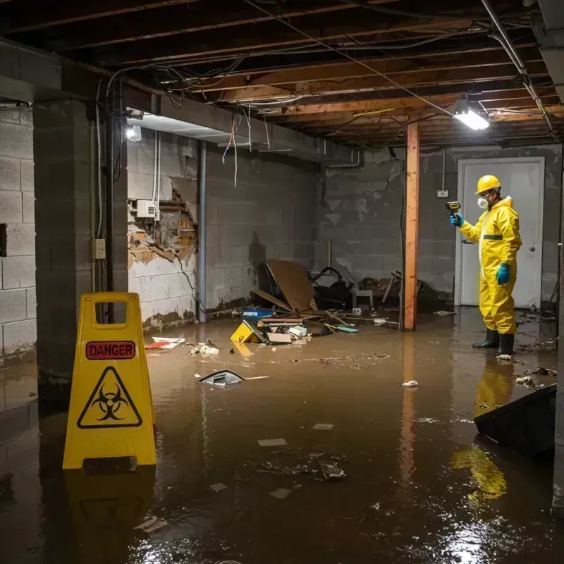 Flooded Basement Electrical Hazard in Breese, IL Property